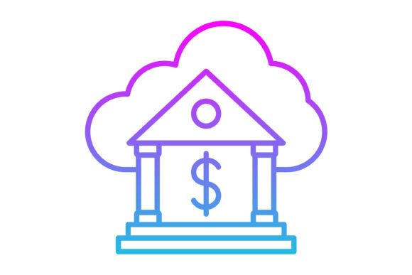 Cloud Banking Line Gradient Icon: A Designer's Asset