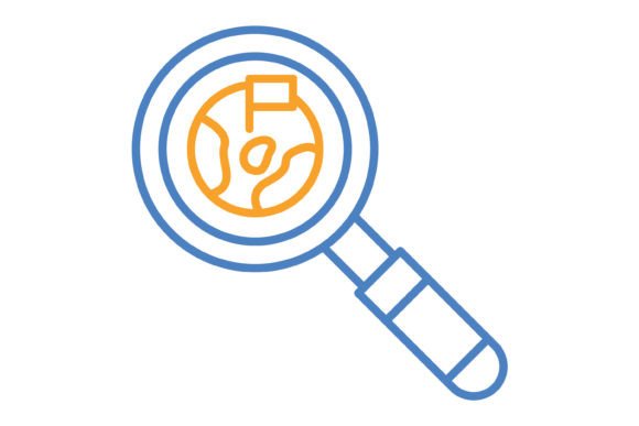 Discovery Blue & Orange Line Icon: A Versatile Design Asset