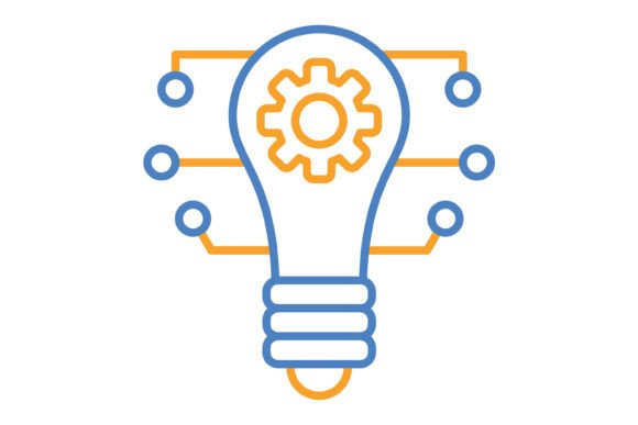 Innovation Blue & Orange Line Icon: A Modern Design Asset