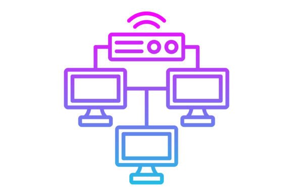 Local Network Line Gradient Icon: A Modern Design Essential