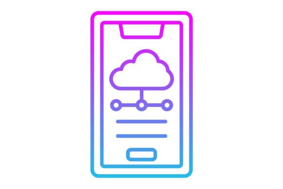 Mobile Cloud Line Gradient Icon: Modern Clarity for Digital Design