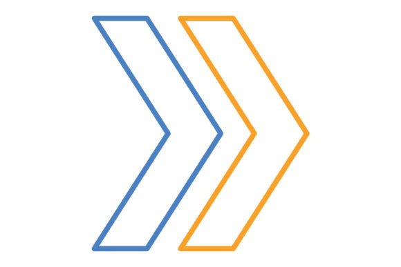 Right Chevron Blue & Orange Line Icon: A Versatile Design Asset