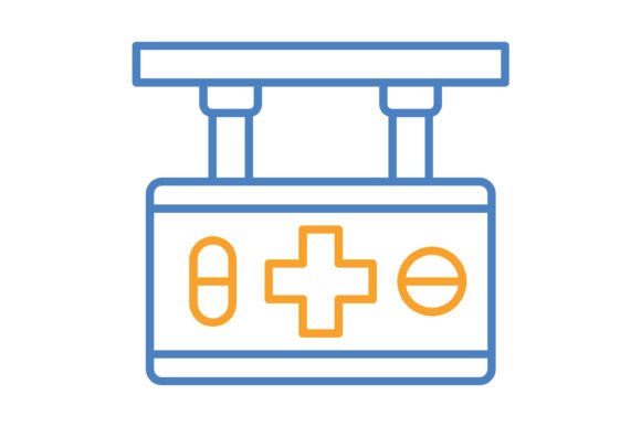 Signboard Blue & Orange Line Icon: A Versatile Design Asset