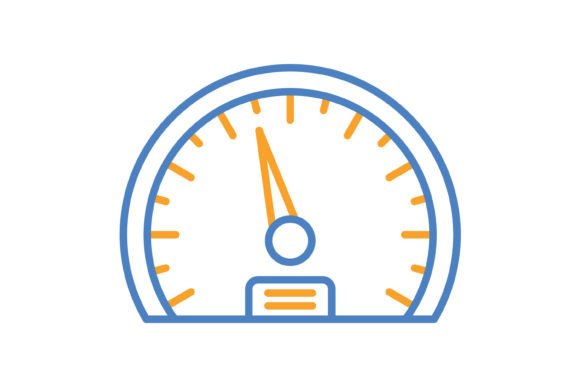 Speedometer Blue & Orange Line Icon: Dynamic Versatility