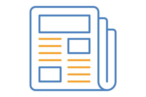 Unlocking Visual Storytelling with the Newspaper Blue & Orange Line Icon